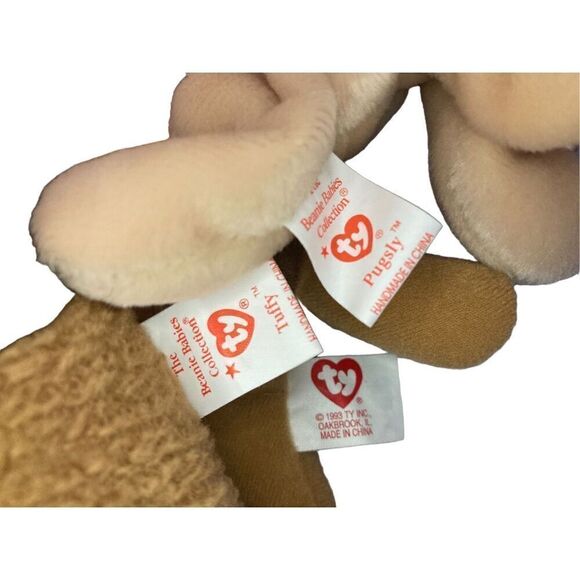 Lot of 3 Tuffy Pugsly Bones Dog Ty Beanie Baby Plush Collectible Tag Error Missp - Picture 5 of 11